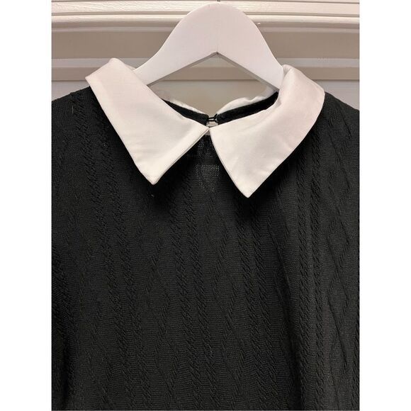Wednesday Adams Black & White Knit Dress sz M EUC - Picture 2 of 7